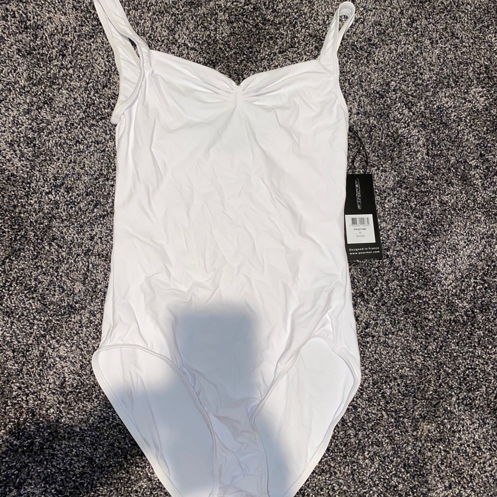 white dance leotard